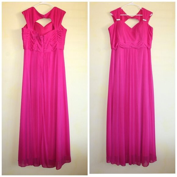 NWT Cinderella A Line Maxi Dress Bead Accented Fuchsia Gown Size 2XL Bridesmaid - Picture 11 of 12